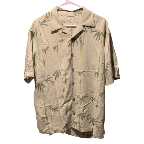 Tommy Bahama Men's Silk Button Front Short Sleeve Hawaiian Shirt Green Medium - Picture 1 of 6